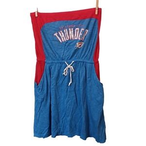 NBA Oklahoma City OKC Thunder Women's Glitter Halter Top Dress Pockets Sz L READ
